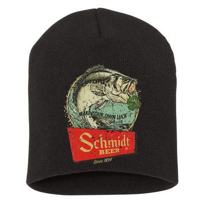 Fishing Schmidt Beer Make Your Own Luck 1894 Vintage Short Acrylic Beanie