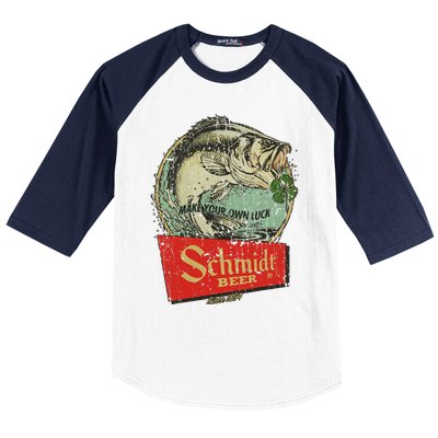 Fishing Schmidt Beer Make Your Own Luck 1894 Vintage Baseball Sleeve Shirt