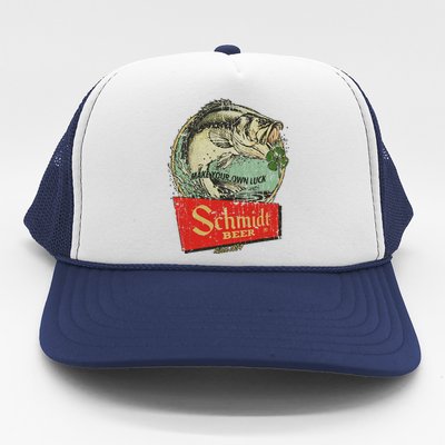 Fishing Schmidt Beer Make Your Own Luck 1894 Vintage Trucker Hat