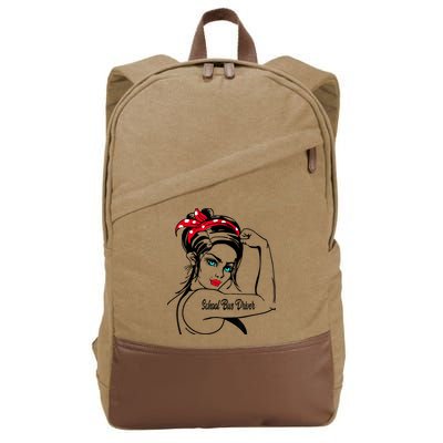 Female School Bus Driver Rosie The Riveter Pin Up Girl Cotton Canvas Backpack