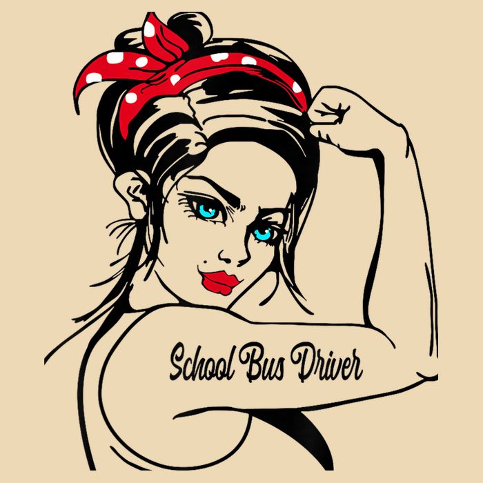 Female School Bus Driver Rosie The Riveter Pin Up Girl Drawstring Bag