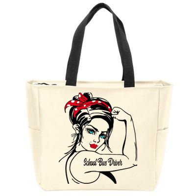 Female School Bus Driver Rosie The Riveter Pin Up Girl Zip Tote Bag
