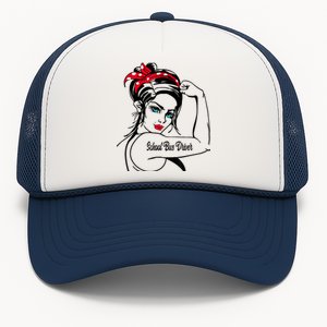 Female School Bus Driver Rosie The Riveter Pin Up Girl Trucker Hat