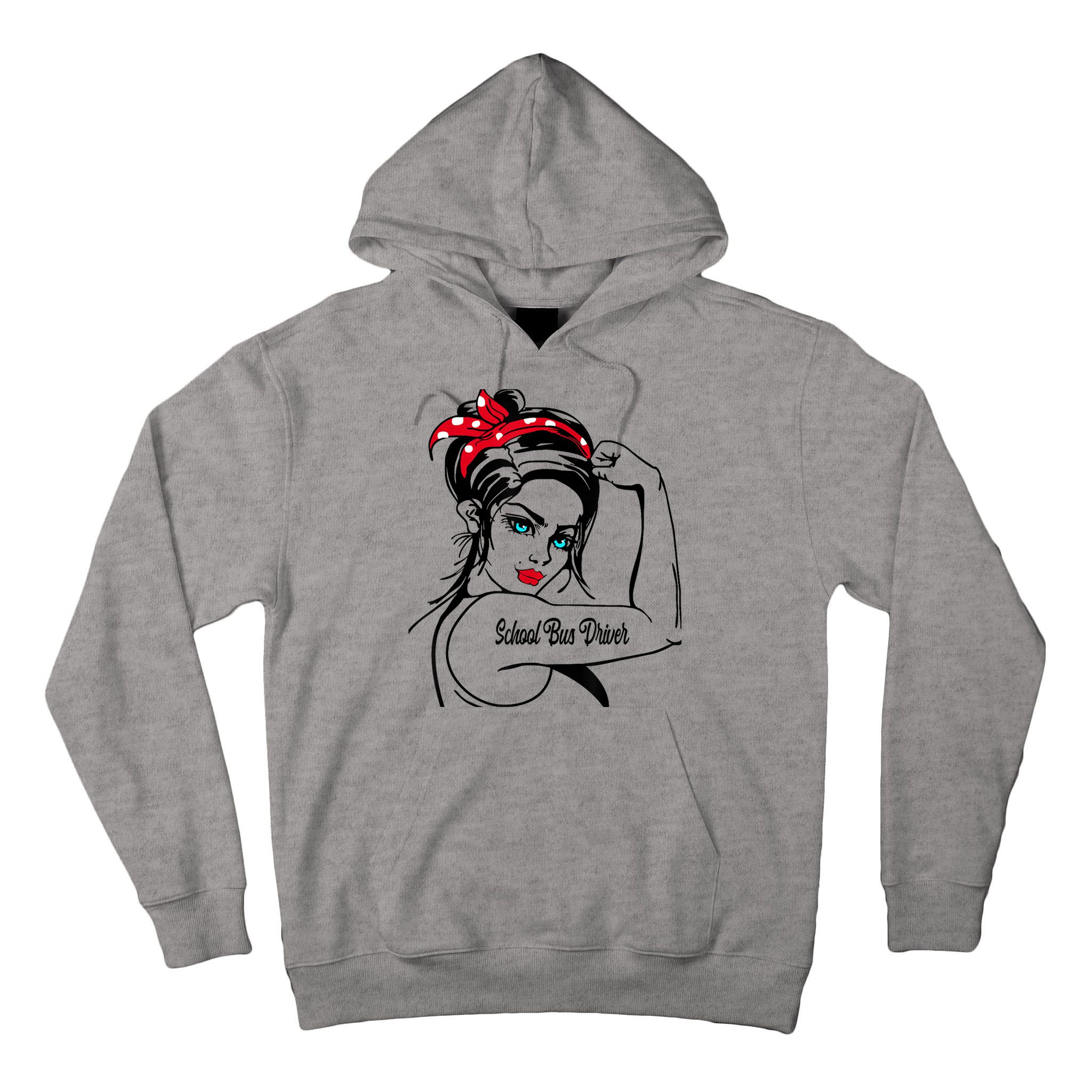 Female School Bus Driver Rosie The Riveter Pin Up Girl Tall Hoodie