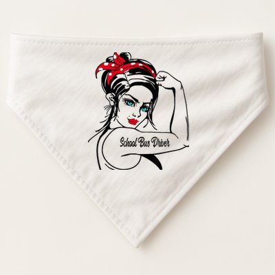 Female School Bus Driver Rosie The Riveter Pin Up Girl USA-Made Doggie Bandana
