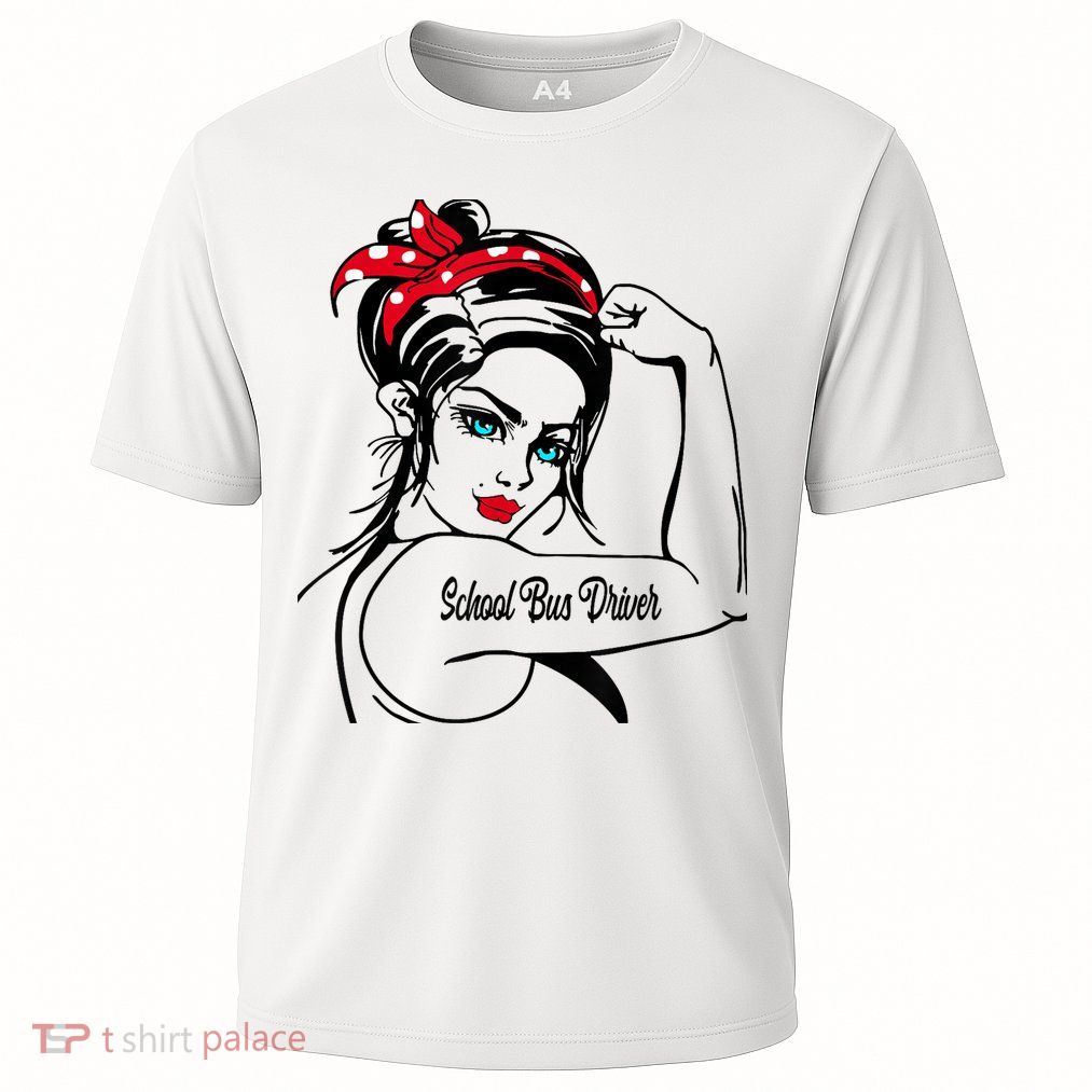 Female School Bus Driver Rosie The Riveter Pin Up Girl Performance Shirt