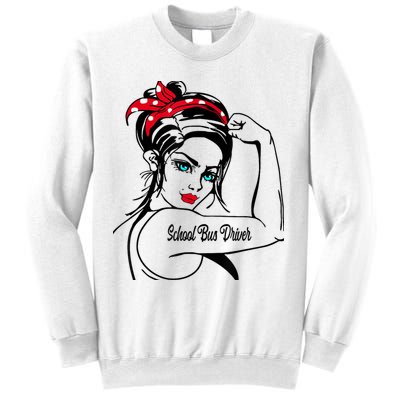 Female School Bus Driver Rosie The Riveter Pin Up Girl Sweatshirt