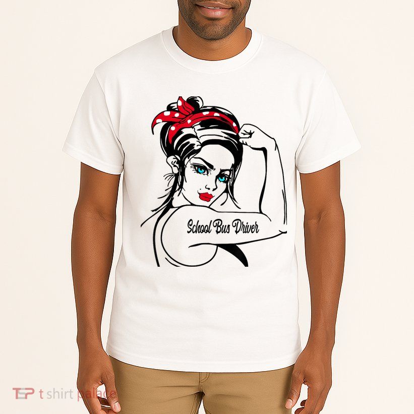 Female School Bus Driver Rosie The Riveter Pin Up Girl Tall T-Shirt