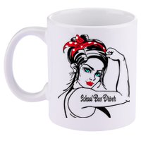 Female School Bus Driver Rosie The Riveter Pin Up Girl 11oz C Handle Ceramic Mug