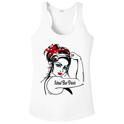 Female School Bus Driver Rosie The Riveter Pin Up Girl Ladies PosiCharge Competitor Racerback Tank