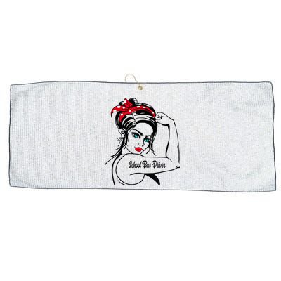 Female School Bus Driver Rosie The Riveter Pin Up Girl Large Microfiber Waffle Golf Towel