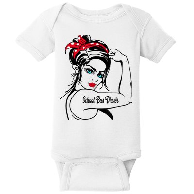 Female School Bus Driver Rosie The Riveter Pin Up Girl Baby Bodysuit
