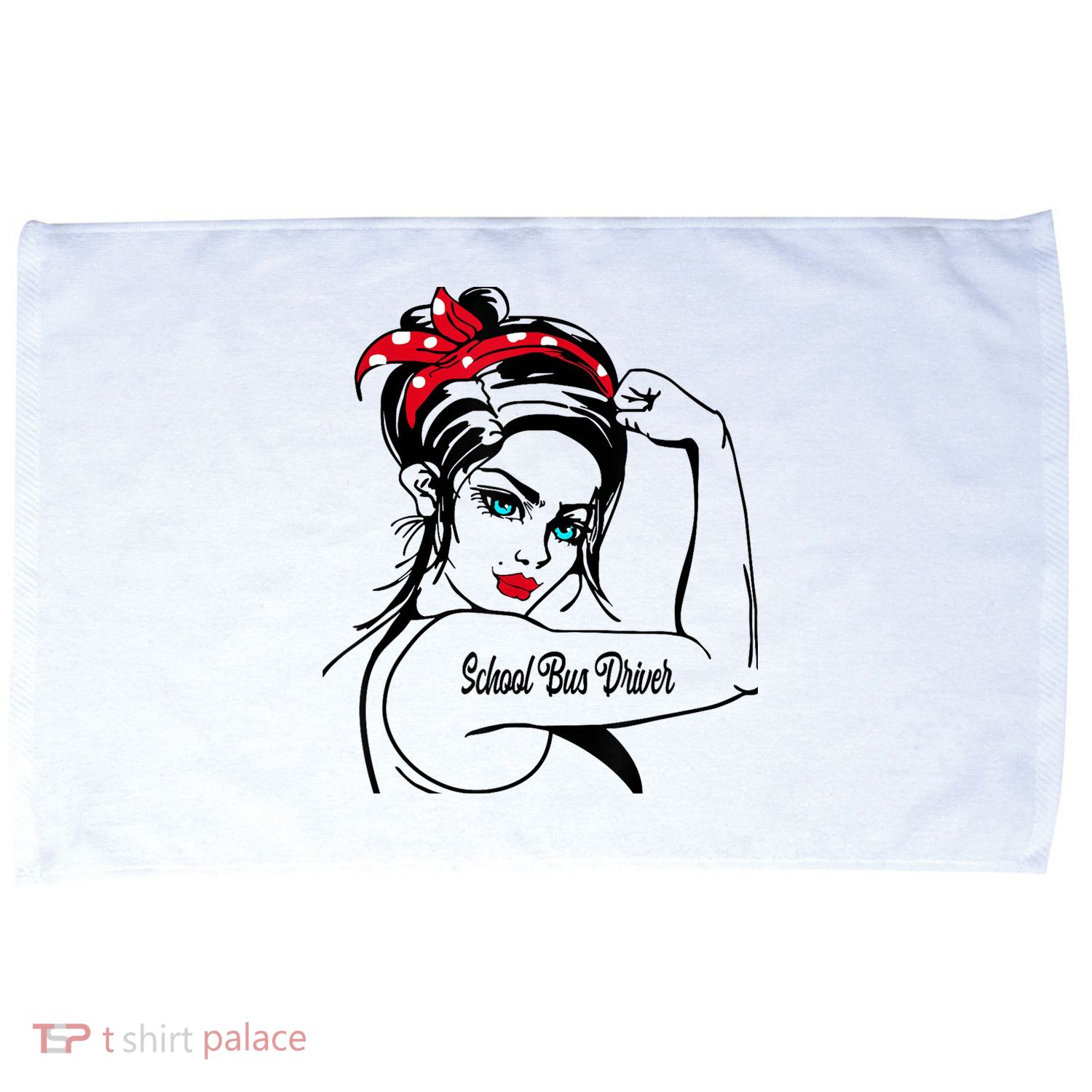 Female School Bus Driver Rosie The Riveter Pin Up Girl Microfiber Hand Towel