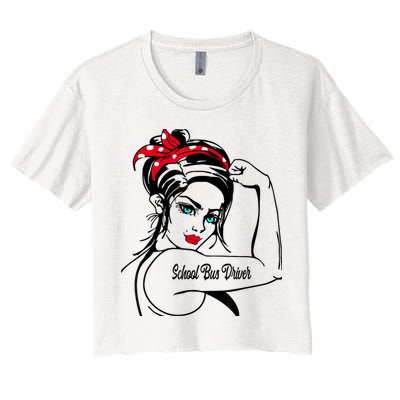 Female School Bus Driver Rosie The Riveter Pin Up Girl Crop Top