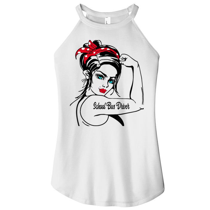 Female School Bus Driver Rosie The Riveter Pin Up Girl Women's Perfect Tri Rocker Tank