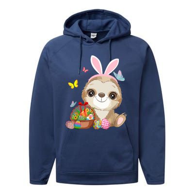 Funny Sloth Bunny Ear With Eggs Basket Easter Costume Rabbit Performance Fleece Hoodie