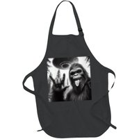 Funny Sasquatch Bigfoot Rock On Selfie With Ufo Alien Apron