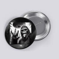 Funny Sasquatch Bigfoot Rock On Selfie With Ufo Alien Button