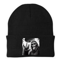 Funny Sasquatch Bigfoot Rock On Selfie With Ufo Alien Beanie