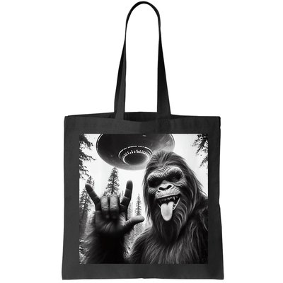 Funny Sasquatch Bigfoot Rock On Selfie With Ufo Alien Bag