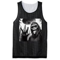 Funny Sasquatch Bigfoot Rock On Selfie With Ufo Alien Mesh Reversible Basketball Jersey Tank