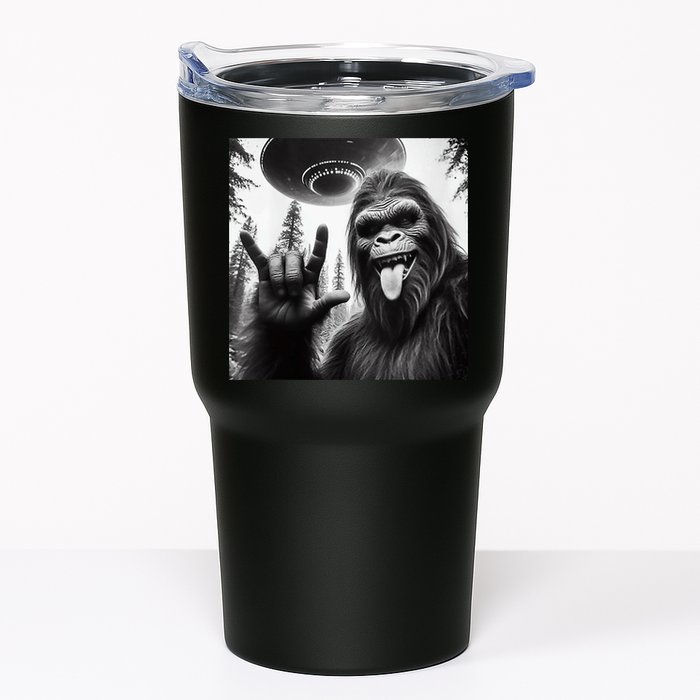 Funny Sasquatch Bigfoot Rock On Selfie With Ufo Alien Tumbler