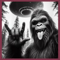 Funny Sasquatch Bigfoot Rock On Selfie With Ufo Alien 16oz Travel Tumbler