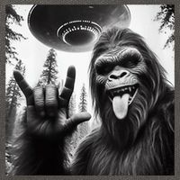 Funny Sasquatch Bigfoot Rock On Selfie With Ufo Alien Cotton Canvas Backpack