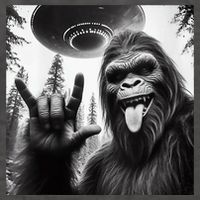 Funny Sasquatch Bigfoot Rock On Selfie With Ufo Alien Vector Backpack