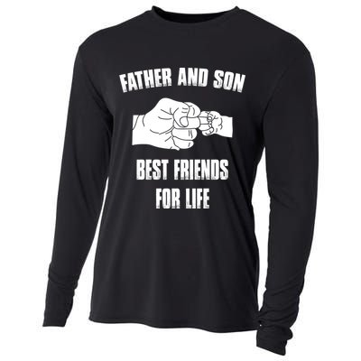 Father Son Best Friends For Life Fist Bump Gift Cooling Performance Long Sleeve Crew