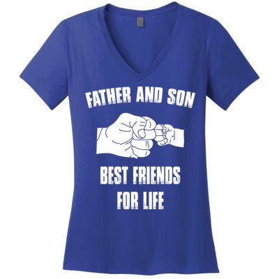 Father Son Best Friends For Life Fist Bump Gift Women's V-Neck T-Shirt