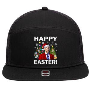 Funny Santa Biden Happy Easter Christmas 7 Panel Mesh Trucker Snapback Hat