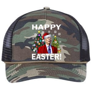 Funny Santa Biden Happy Easter Christmas Retro Rope Trucker Hat Cap