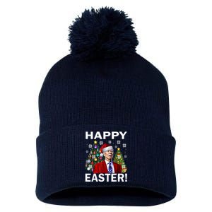 Funny Santa Biden Happy Easter Christmas Pom Pom 12in Knit Beanie