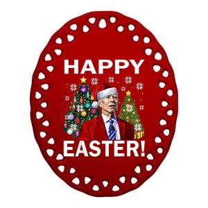 Funny Santa Biden Happy Easter Christmas Ceramic Oval Ornament