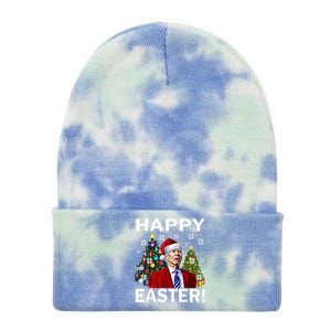 Funny Santa Biden Happy Easter Christmas Tie Dye 12in Knit Beanie