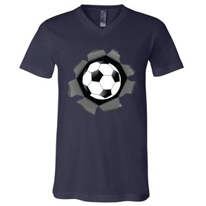 Funny Soccer Ball Burst V-Neck T-Shirt