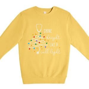 Funny Shine Bright Like A Call Light Nurse Merry Christmas Great Gift Premium Crewneck Sweatshirt