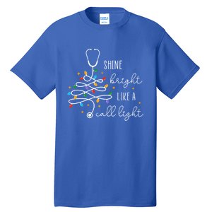 Funny Shine Bright Like A Call Light Nurse Merry Christmas Great Gift Tall T-Shirt