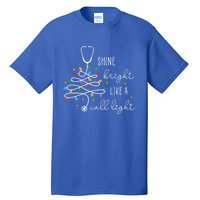 Funny Shine Bright Like A Call Light Nurse Merry Christmas Great Gift Tall T-Shirt