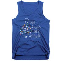 Funny Shine Bright Like A Call Light Nurse Merry Christmas Great Gift Tank Top