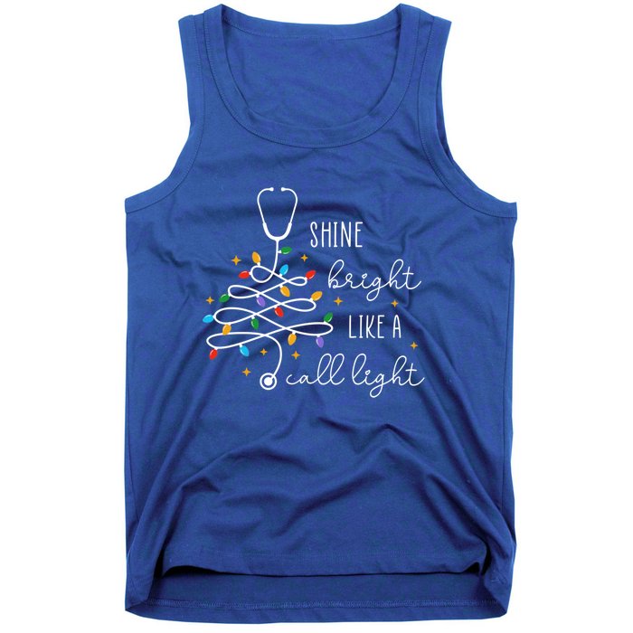 Funny Shine Bright Like A Call Light Nurse Merry Christmas Great Gift Tank Top