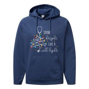 Funny Shine Bright Like A Call Light Nurse Merry Christmas Great Gift Performance Fleece Hoodie