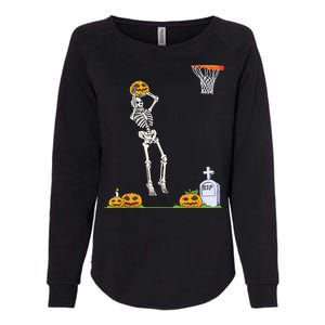 Funny Skeleton Basketball Halloween Pumpkin Womens California Wash Sweatshirt