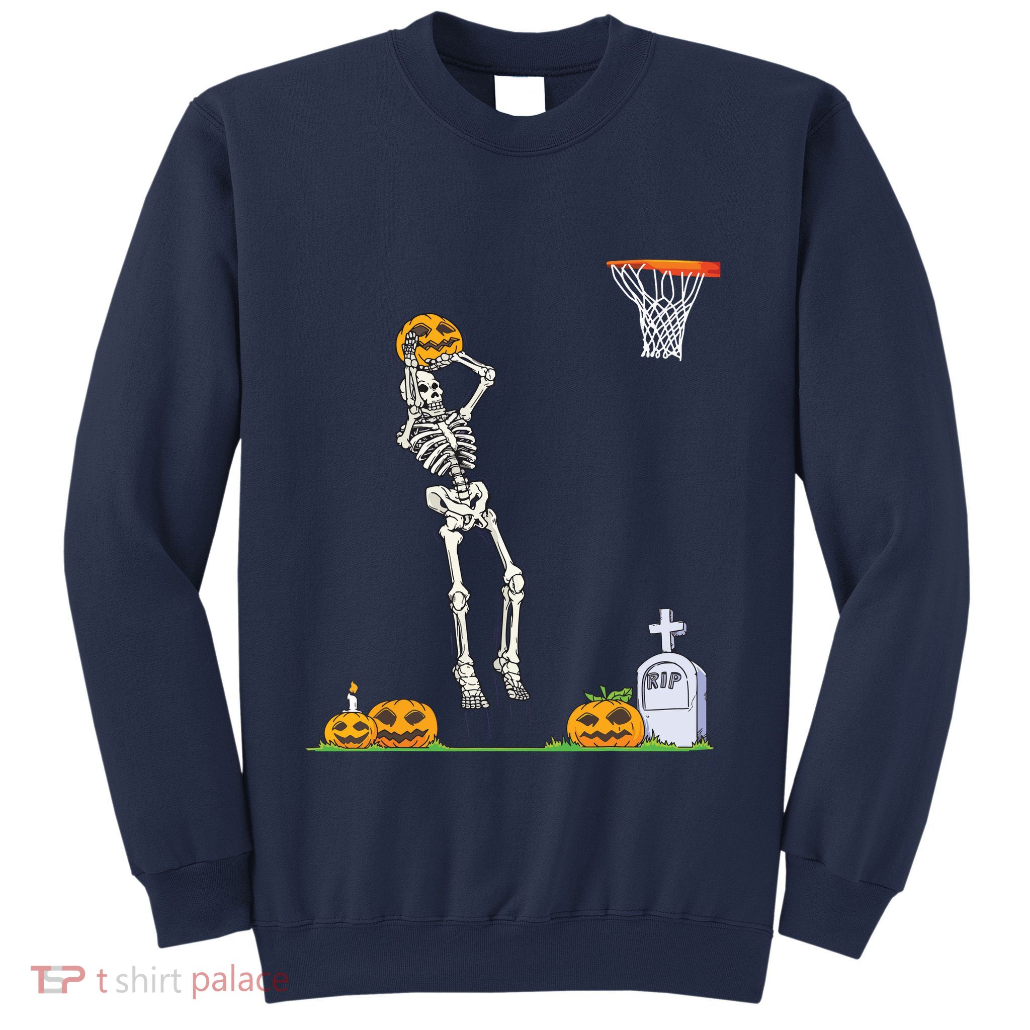 Funny Skeleton Basketball Halloween Pumpkin Sweatshirt