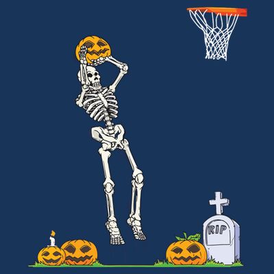 Funny Skeleton Basketball Halloween Pumpkin T-Shirt