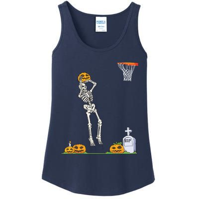 Funny Skeleton Basketball Halloween Pumpkin Ladies Essential Tank