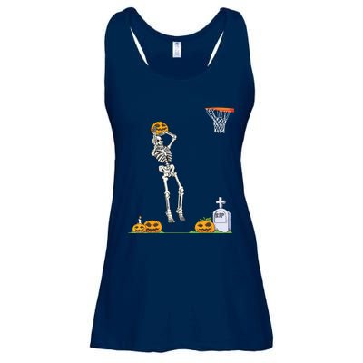 Funny Skeleton Basketball Halloween Pumpkin Ladies Essential Flowy Tank