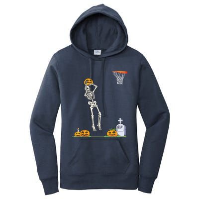 Funny Skeleton Basketball Halloween Pumpkin Women's Pullover Hoodie