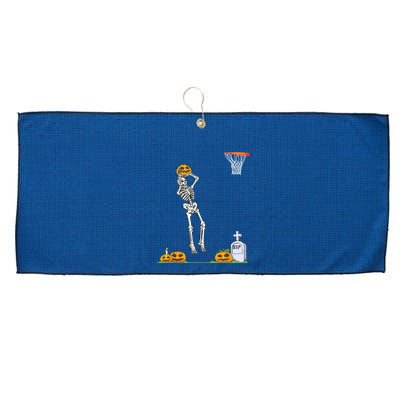 Funny Skeleton Basketball Halloween Pumpkin Large Microfiber Waffle Golf Towel